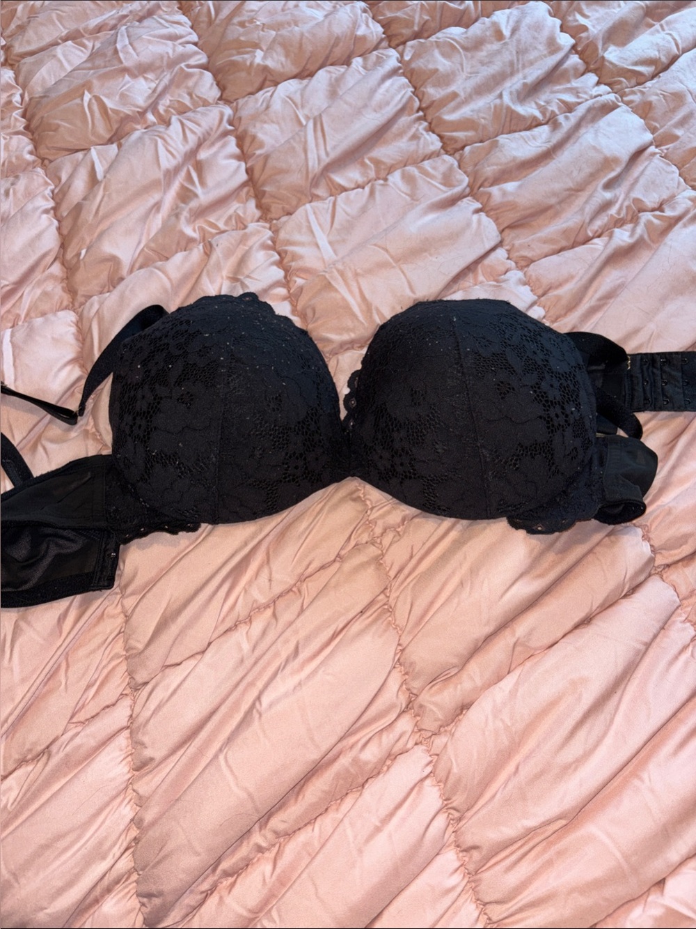 Cacique Black Lace Max Boost Plunge Bra 44B Lane Bryant